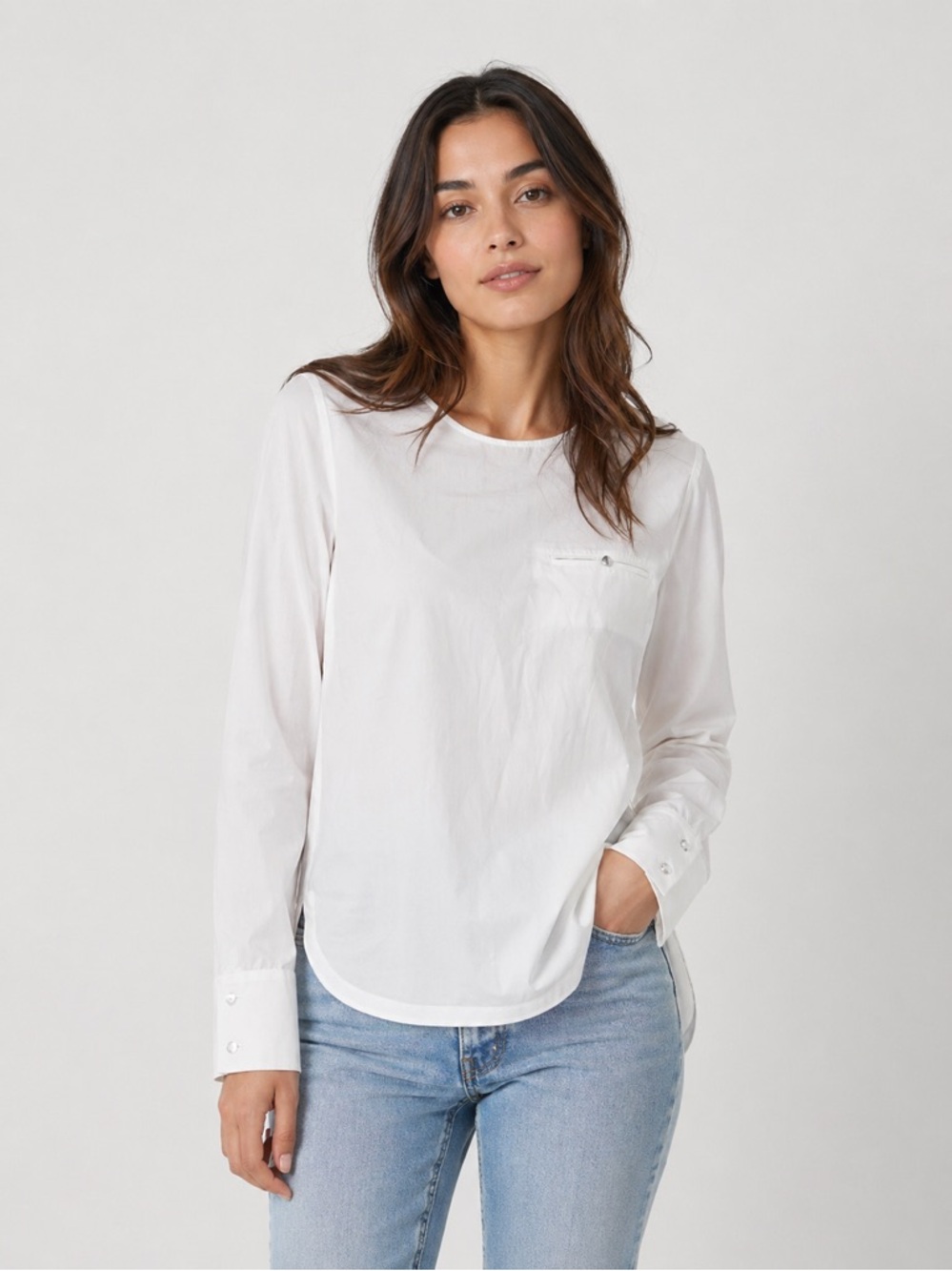 J.Crew Women’s White Long-Sleeve Top with French Cuffs Size 2